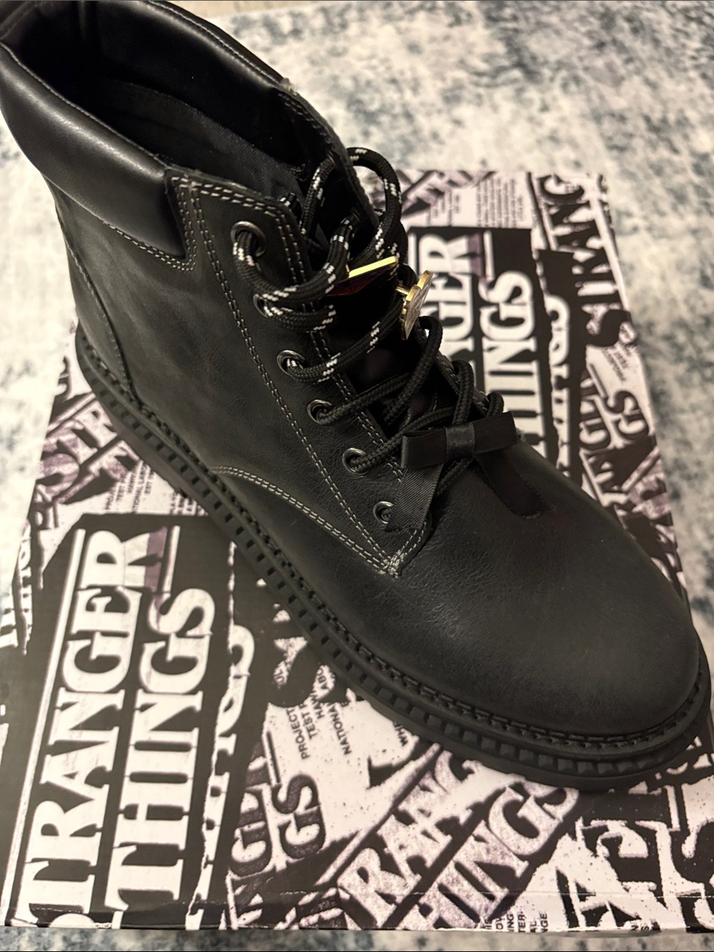 Aldo Black Leather Lace-Up Combat Boots